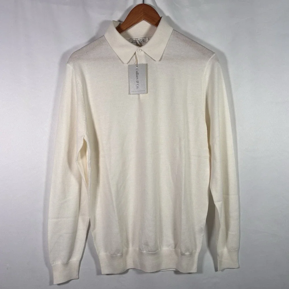 Collars And Co Australian Merino Wool Dress Polo Sweater Mens Small Luxury NWT